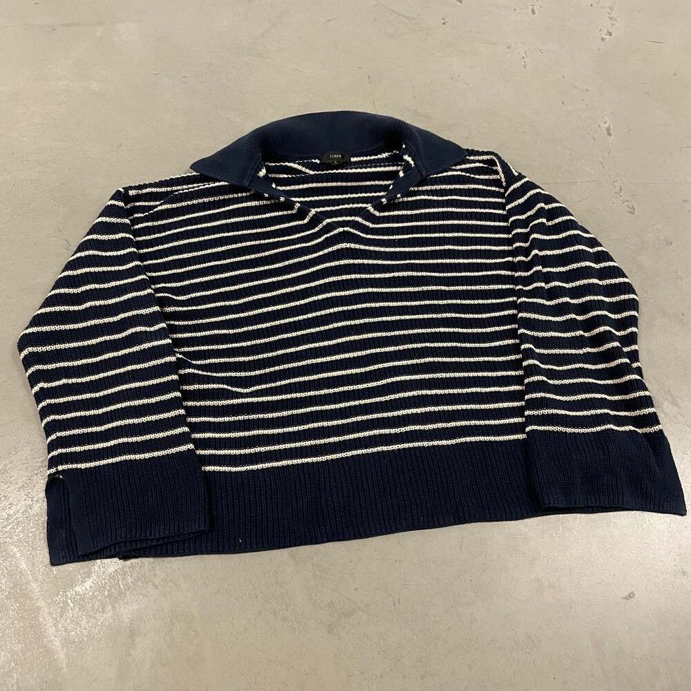 Striped navy blue J.Crew polo knitted sweater